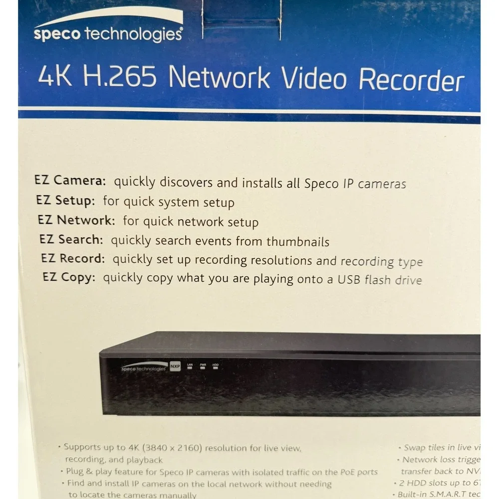 Speco N8NXP6TB - Network Video Recorder 4K Video 6TB Hard Drive 8 Channel